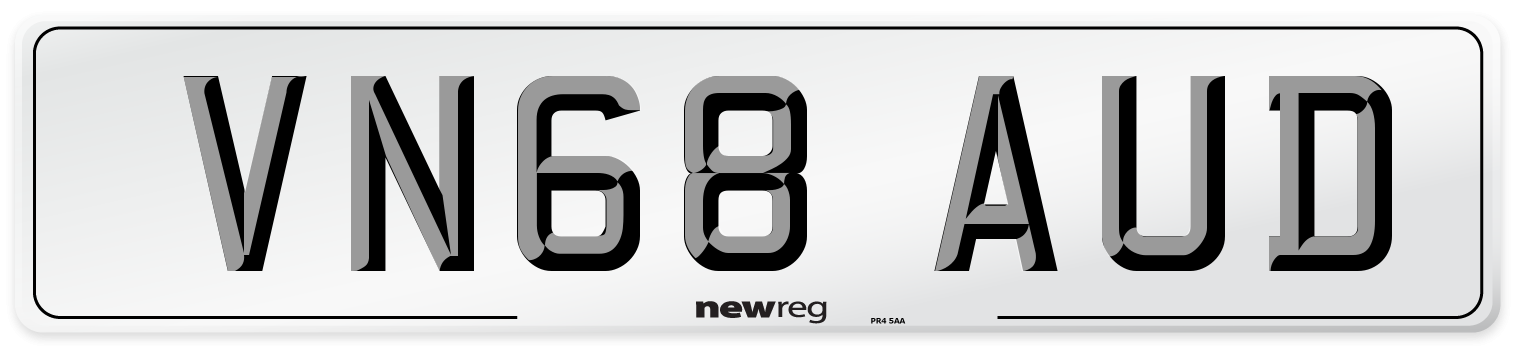 VN68 AUD Number Plate from New Reg